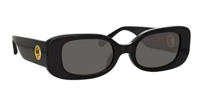Linda Farrow Lola Rectangle-frame Sunglasses In Black