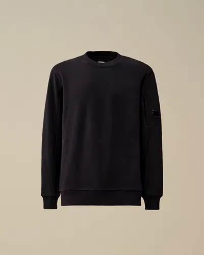C.p. Company Diagonal Raised Fleece Crewneck Sweatshirt In Black