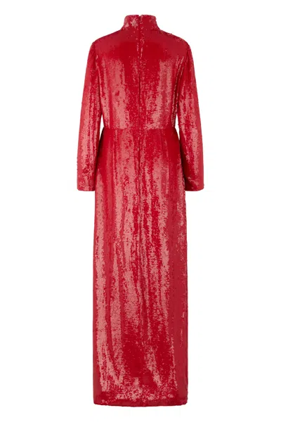 Valentino Elegant Long Red Dress With Long Sleeves In Red