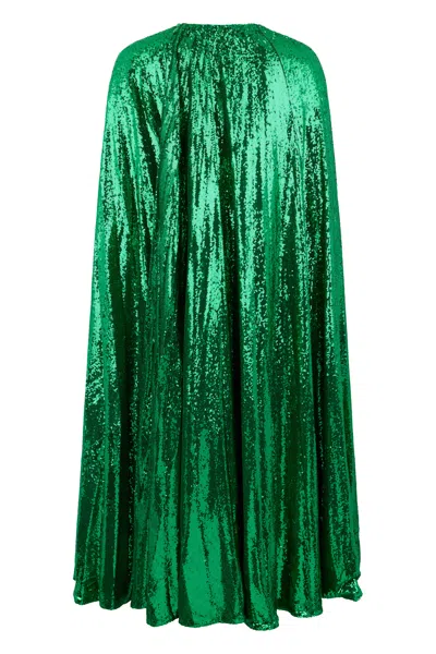 Valentino Dressed In A Cape With Sequins In Green