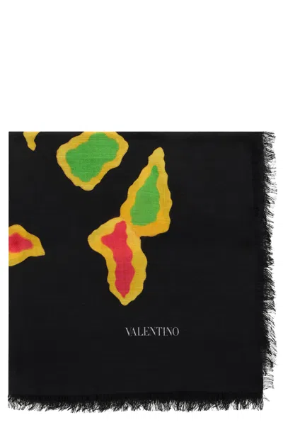 Valentino Soft Scarf With Abstract Patterns In Black