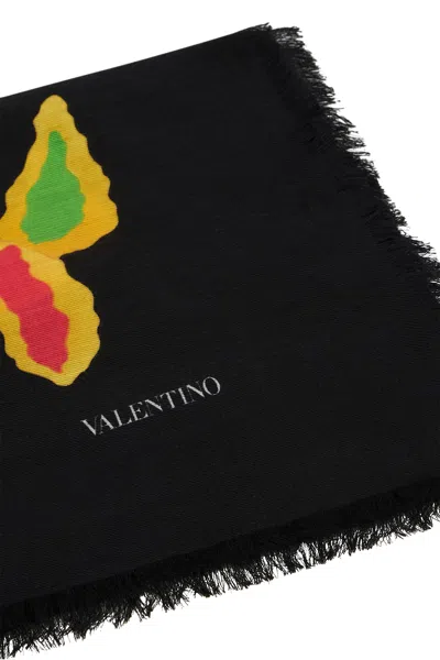 Valentino Soft Scarf With Abstract Patterns In Black