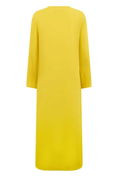 Valentino Long Yellow Elegant Dress With Long Sleeves In Yellow
