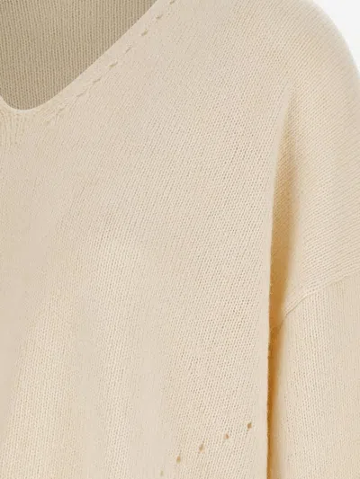 Hugo Boss Soft Alpaca Blend V-neck Sweater In Neutral
