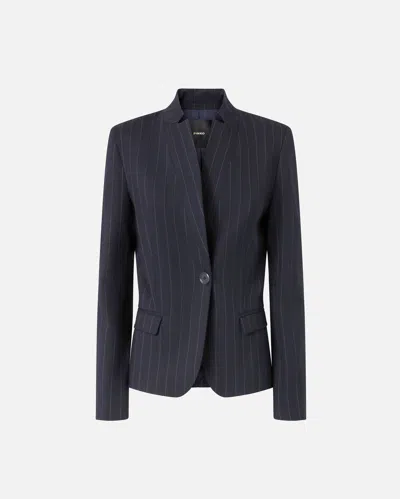 Pinko Tailored Pinstripe Blazer With Structured Shoulders In Black