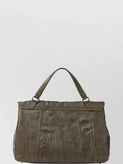 Zanellato Medium Postina Plisse Leather Shoulder Bag In Green