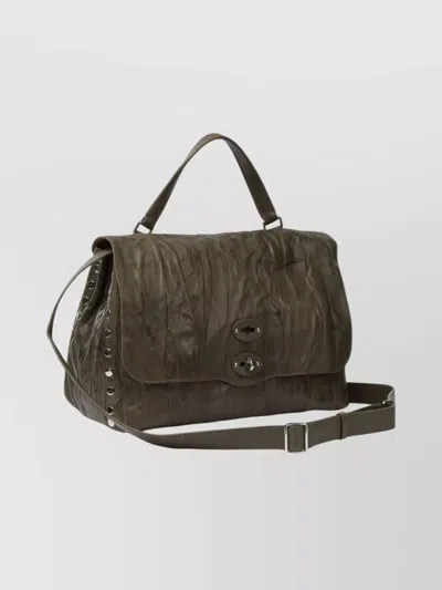 Zanellato Medium Postina Plisse Leather Shoulder Bag In Green