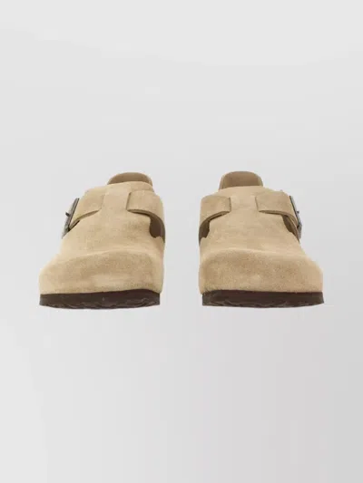 Birkenstock Suede Flat Sole Round Toe Sandals In Animal Print