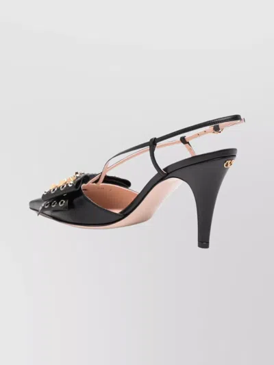 Valentino Chic Bow Pointed Toe Stiletto Pumps In Black