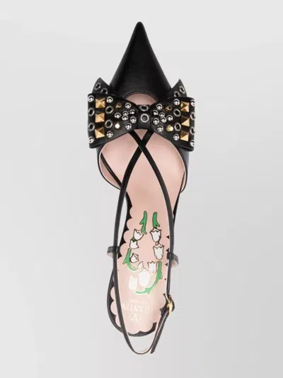 Valentino Chic Bow Pointed Toe Stiletto Pumps In Black