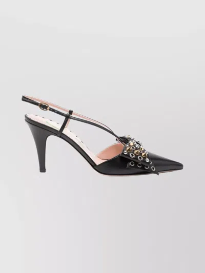 Valentino Chic Bow Pointed Toe Stiletto Pumps In Black