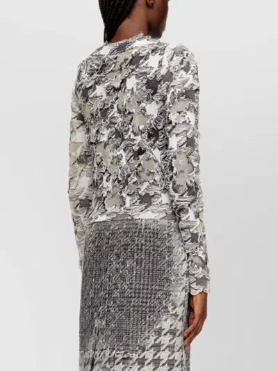 Diesel Cardigan In Devoré Houndstooth Jacquard In Multi