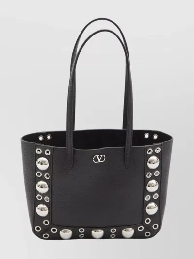 Valentino Nellcote Mini Shopping Tote Bag In Leather In Black
