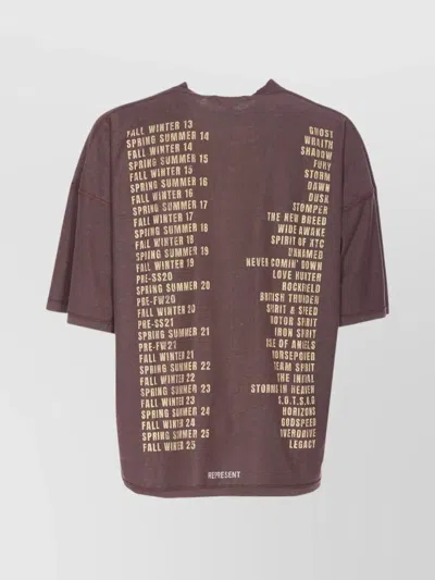 Represent Graphic Print Oversized Crew Neck T-shirt In Brown