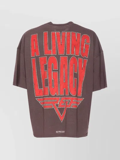 Represent Graphic Print Oversized Crew Neck T-shirt In Brown