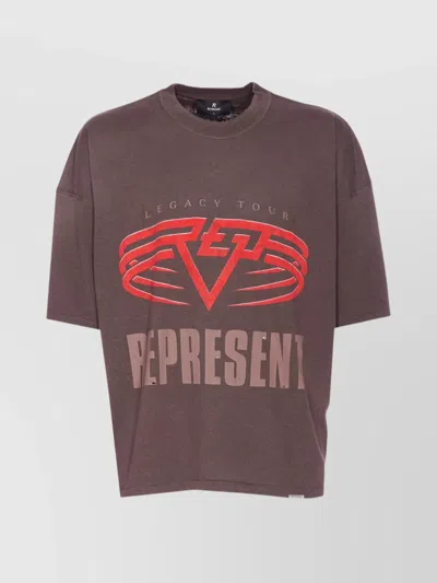 Represent Graphic Print Oversized Crew Neck T-shirt In Brown