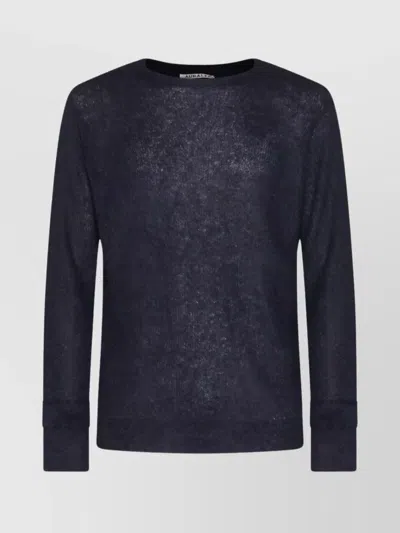 Auralee Textured Knit Long Sleeve Crew Sweater In Blue