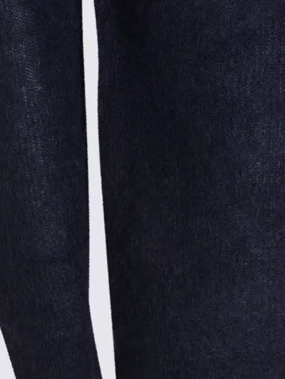 Auralee Textured Knit Long Sleeve Crew Sweater In Blue