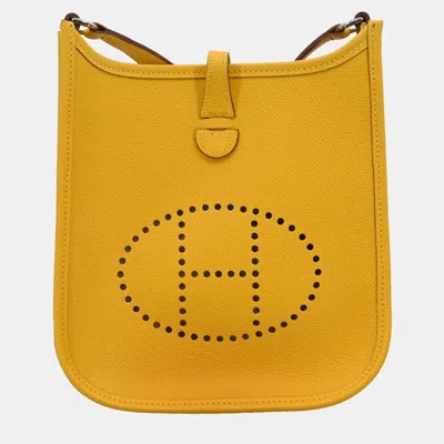 Pre-owned Hermes Jaune Epsom Evelyne Tpm Shoulder Bag In Yellow