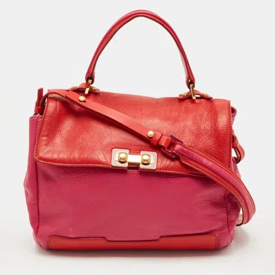 Pre-owned Marc By Marc Jacobs Red/fuchsia Leather Bob's Memphis Top Handle Bag