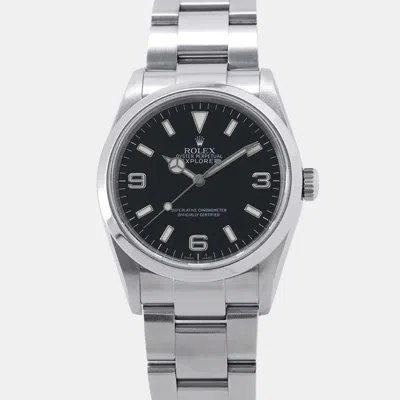 Pre-owned Rolex Explorer 114270 Automatic Black Stainless Steel Men's Wristwatch 36 Mm