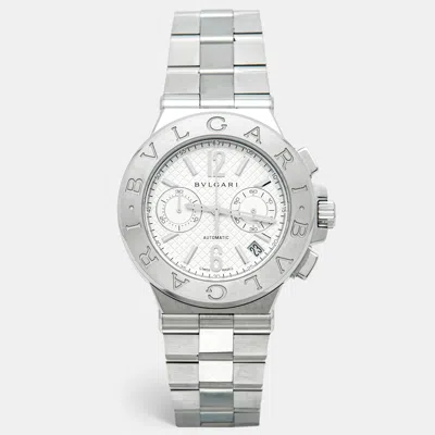 Pre-owned Bvlgari Diagono Dg40sch Silver Dial Stainless Steel Men's Wristwatch 40 Mm