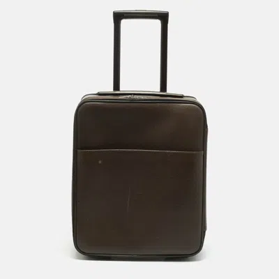 Pre-owned Louis Vuitton Brown Taiga Leather Pegase 45 Business Luggage