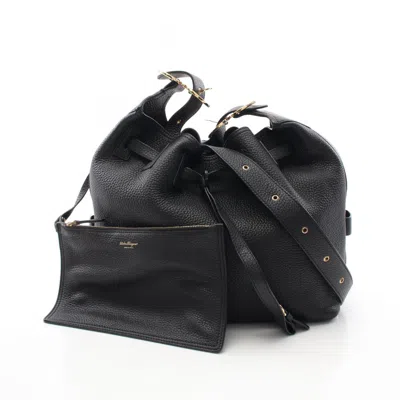 Pre-owned Ferragamo Leather Shoulder Bag () In Black