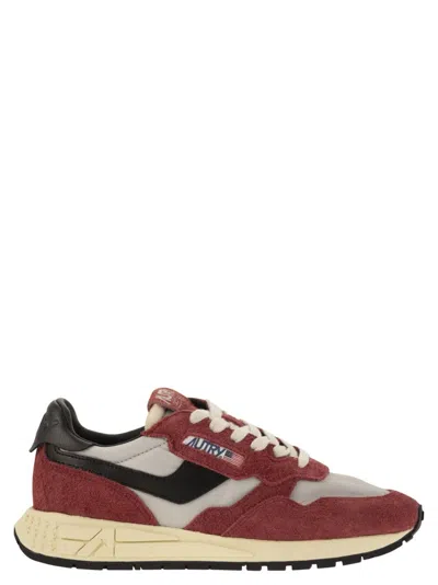 Autry Reelwind - Suede And Technical Textile Trainer In Red