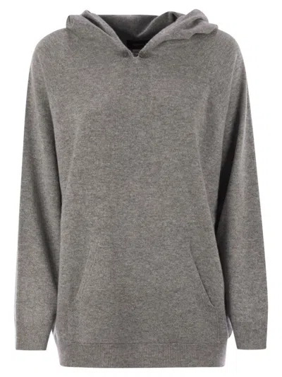 Fabiana Filippi Long-sleeves Ribbed Hoodie In Gray