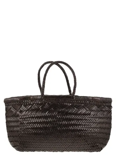 Dragon Triple Jump Big Woven Leather Bag In Brown