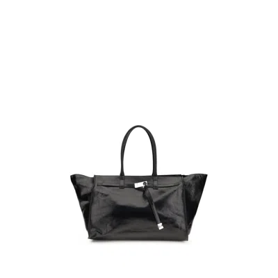 Benedetta Bruzziches Glossy Finish Shoulder Bag With Front Strap In Black