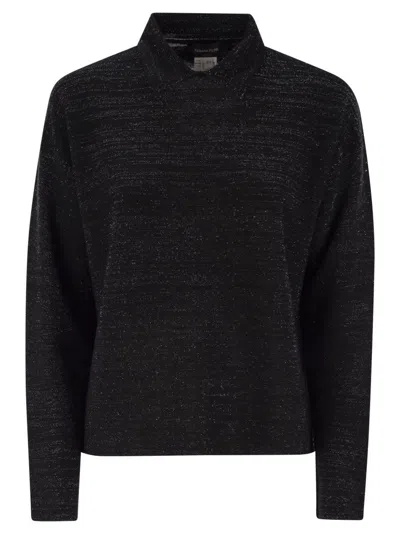 Fabiana Filippi Cotton And Lurex Polo Neck Sweater In Black