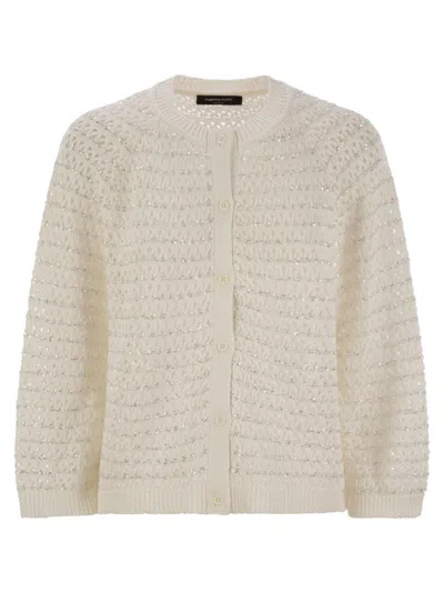 Fabiana Filippi Cotton Open Cardigan With Sequins In White