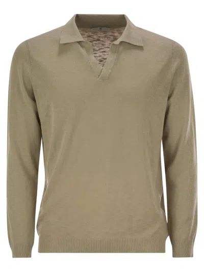 Pt Torino Buttonless Collar Cotton Polo Shirt In Multi