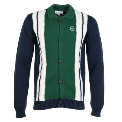 Sergio Tacchini Bruni Knit Cardigan Maritime Blue/ Gardenia/ Eden In Green