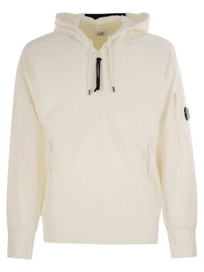 C.p. Company Sweatshirt With Zip, Hood And Lens In Neutral