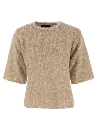 Fabiana Filippi Tweed-effect Yarn Crew-neck T-shirt In Brown