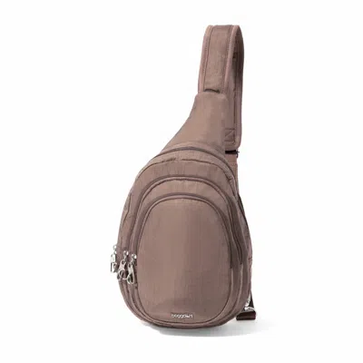 Baggallini Women's Securtex Anti-theft Multi Zip Sling In Brown