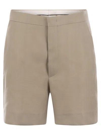 Tagliatore Linen Chino Bermuda Shorts In Brown