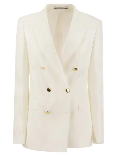 Tagliatore Wool Blend Double-breasted Blazer In White
