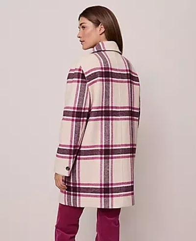Ann Taylor Petite Weekend Collection Plaid Cocoon Coat In White
