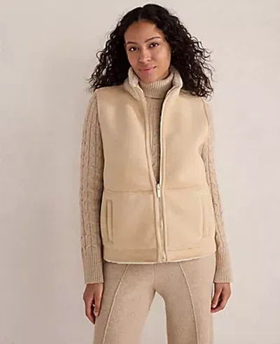 Ann Taylor Haven Well Within Faux Suede And Sherpa Reversible Vest In Neutral