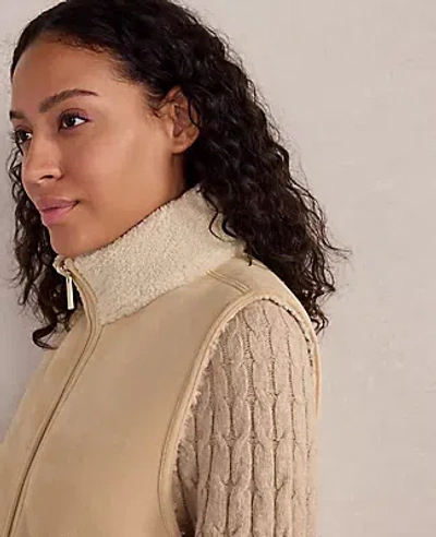 Ann Taylor Haven Well Within Faux Suede And Sherpa Reversible Vest In Neutral