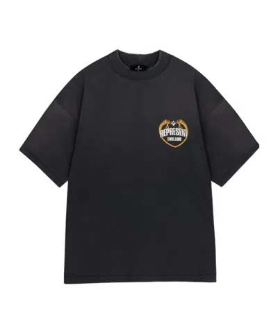 Represent Boxy Angel Border Logo Graphic Tee In Blue