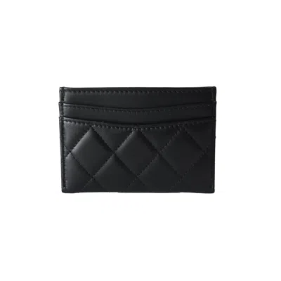 Pre-owned Chanel Cc Lucky Charms Interlocking Card Holder Black