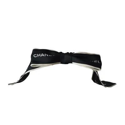 Pre-owned Chanel Cc Silk Hair Tie Black