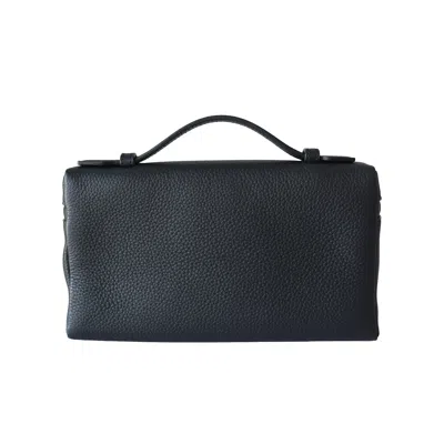 Loro Piana Leather Extra Pocket L19 Pouch Navy Blue