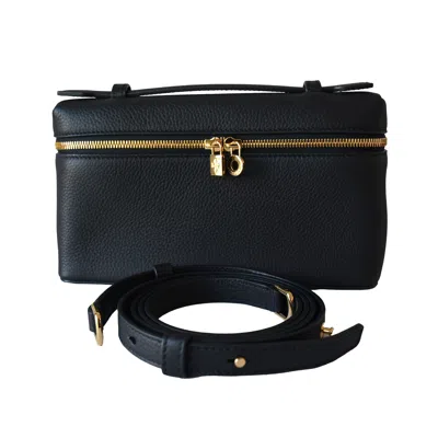 Loro Piana Leather Extra Pocket L19 Pouch Navy Blue