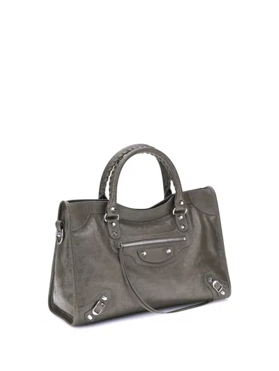 Balenciaga Medium Lambskin Shoulder Bag In Gray
